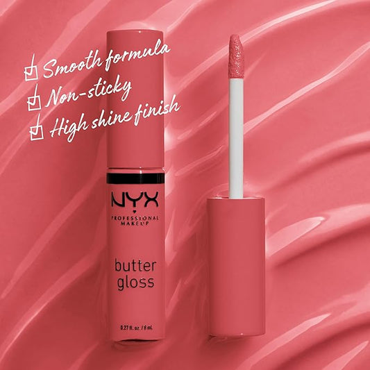 NYX PROFESSIONAL MAKEUP Butter Gloss, Non-Sticky Lip Gloss - Sorbet (Vibrant Coral)