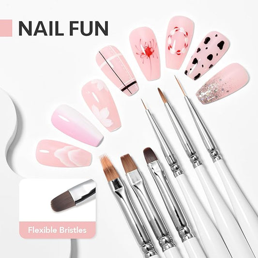 GAOY 6 Pcs Nail Art Brushes, Nail Design Tools for Nail Detail Painting, French Liner and Dotting Pens for Nail DIY