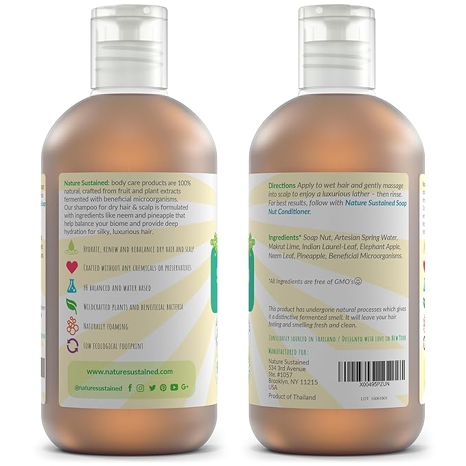 Natural Shampoo for Dry Hair & Scalp - Organic, Raw & Wildcrafted with Probiotics, Hypoallergenic & Sulfate Free Hydrating Shampoo for Dryness, Frizz, Breakage, Itchiness, Thinning - Gallon, Original