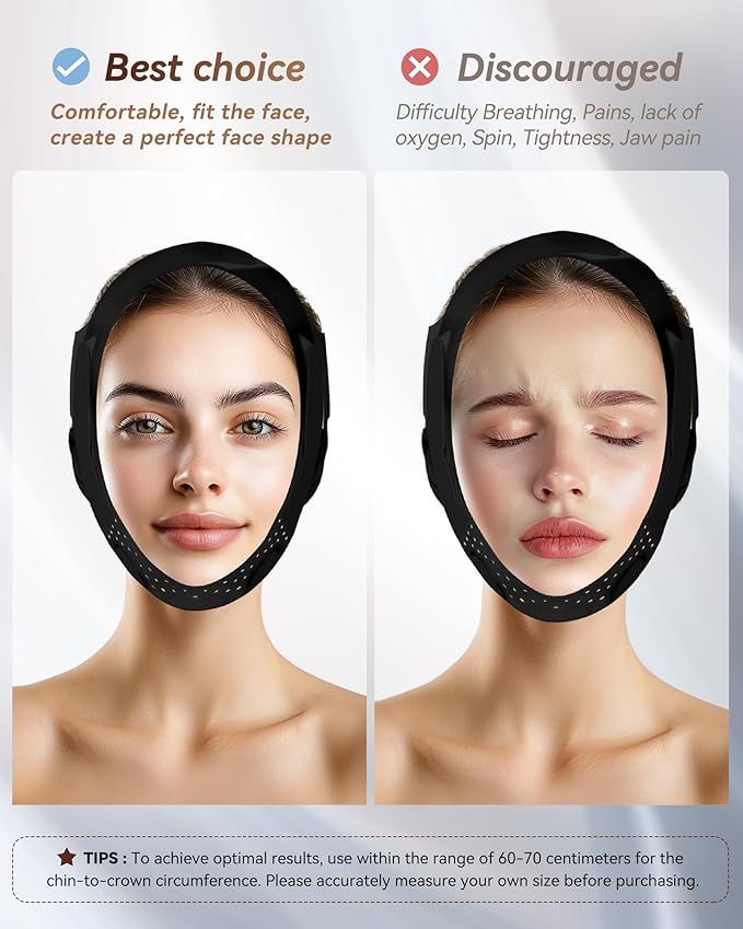 V-Line Sculpting Face Mask – Silicone Chin Strap for Jawline Tightening & Double Chin Reduction (23-27 Inches)