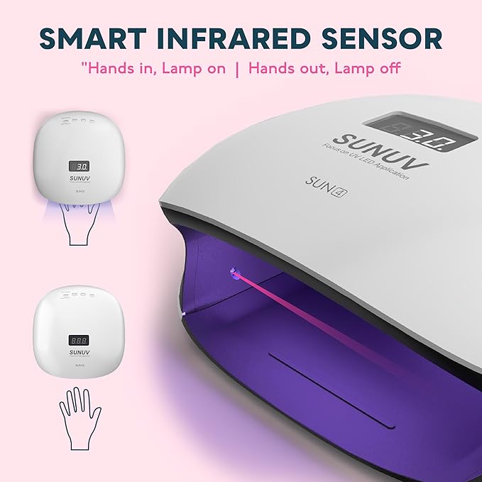 SUNUV UV LED Nail Lamp, UV Light for Nails Compatible with All Gel Polish, 36 LEDs with 4 Timer Settings, LCD Display for Home Salon SUN4 Black