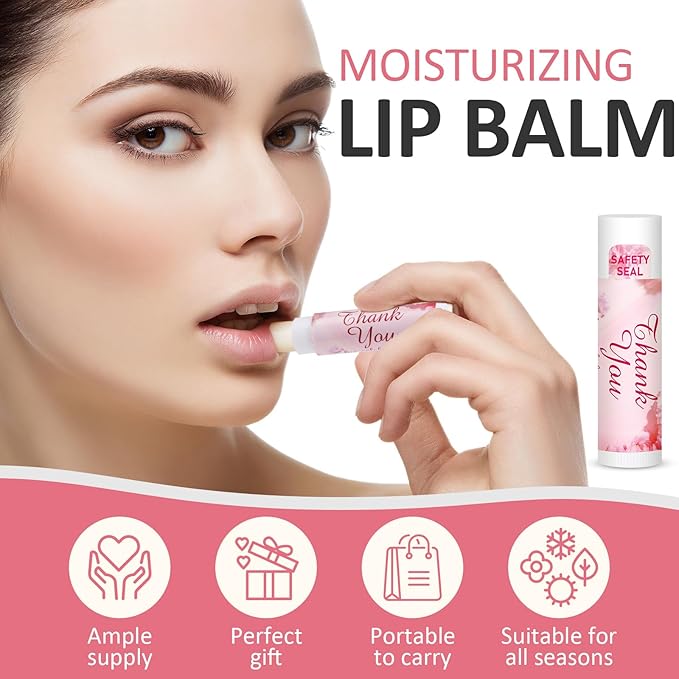 DMSKY 60 Pcs Wedding Bridal Shower Lip Balm Bulk, Bachelorette Souvenir & Baby Shower Favors, Wedding Party Favors for Guests, Thank You Gifts for Women Coworker Staff