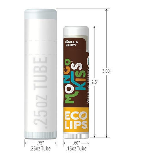 Mongo Kiss USDA Organic Lip Balm Set 8-pack (0.15 oz. each) with Mongongo Oil & Cocoa Butter to Moisturize Chapped Lips | Made in USA by Eco Lips - Peppermint