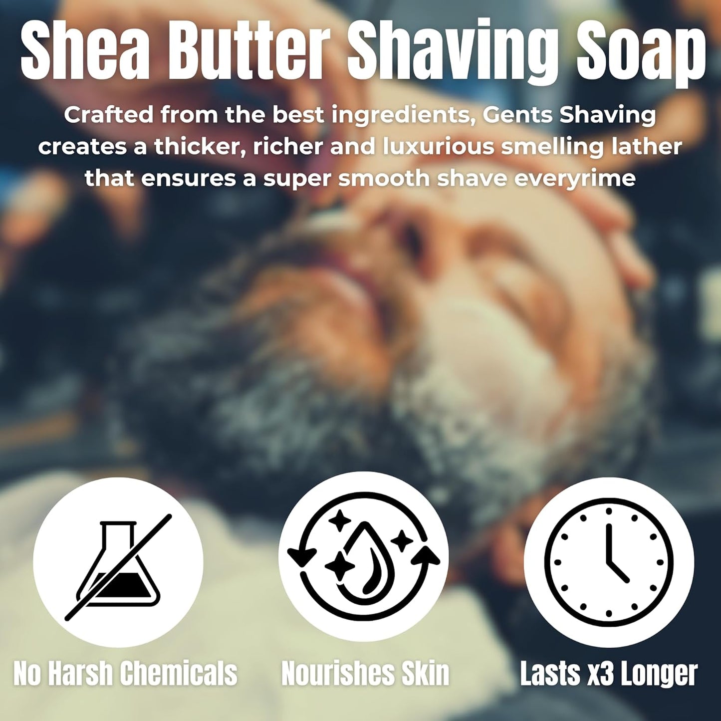 GBS Men's Shaving Soap 97% All Natural Enriched With Shea Butter and Glycerin, Creates Rich Lather Form (Bergamot)