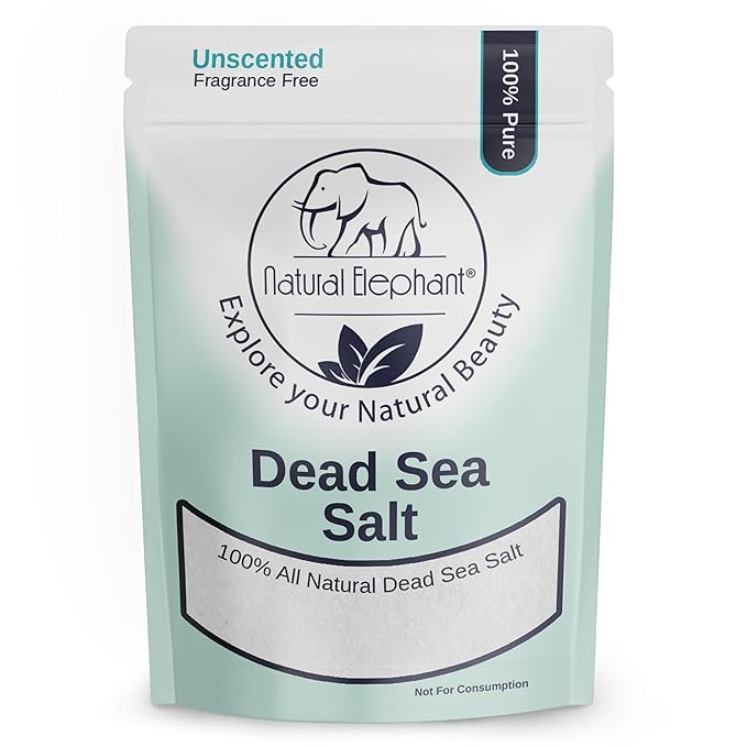 Natural Elephant Dead Sea Bath Salt | 1 Pound Bag (16oz) | 100% Natural and Pure| Fine Grain | Ideal for Baths and Soaks