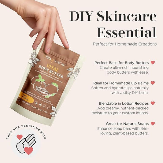 Era of Nature Organic Shea, Mango & Cocoa Body Butter – Raw, Unrefined, 100% Natural – Perfect Base for DIY Skincare, Body Butters, Lotions, Soaps & Lip Balms – Essential for Homemade Creations – 16oz