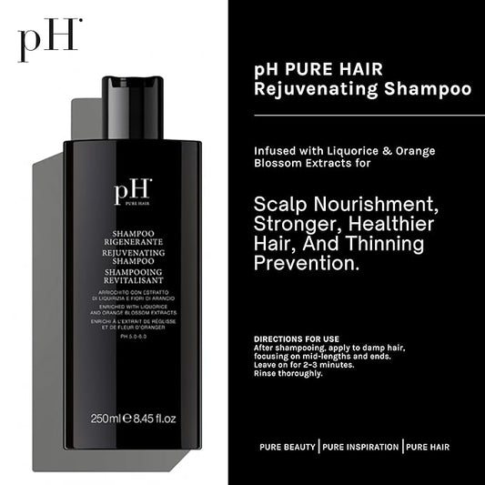 pH PURE HAIR Rejuvenating Hair Growth Shampoo for Thinning & Loss Treatment - Natural Sulfate-Free Shampoo Formula with Licorice & Orange Blossom Extracts - 8.45 oz