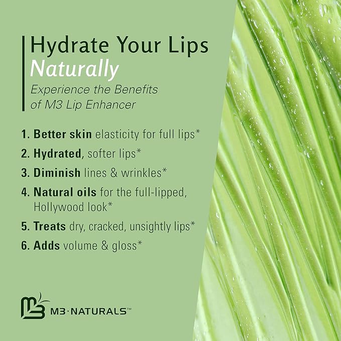 Collagen Lip Plumper Clinically Proven Natural Lip Enhancer for Fuller Softer Lips Increased Elasticity Reduce Fine Lines Hydrating Plump Gloss Lipstick Primer by M3 Naturals