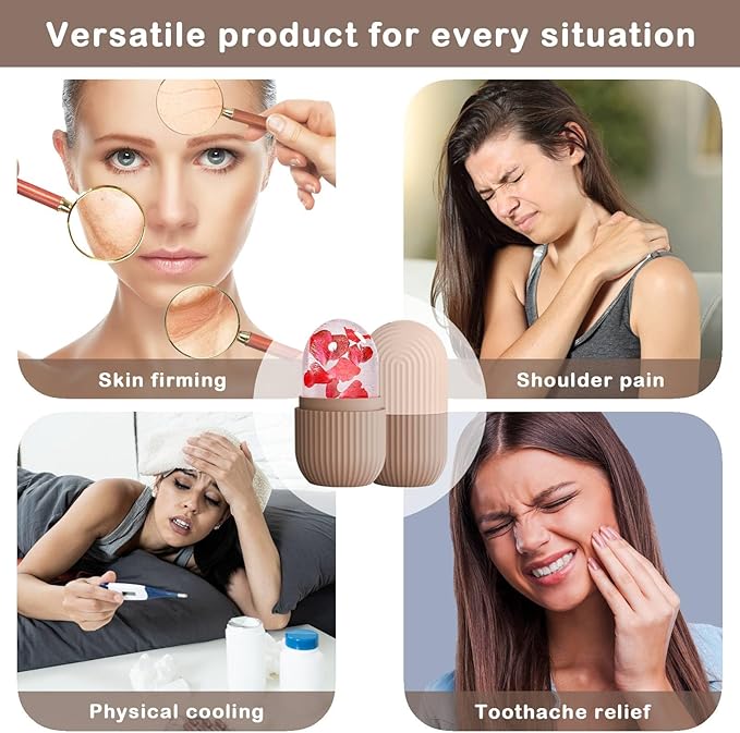 XHJRI Ice Face Roller Massager,Ice Cube Roller for Face, Eyes and Neck Naturally Conditioning and Skin Care,De-Puff Eye Bags,Reduce Migraine Pain,Reusable Massage Silicone Ice Mold (Coffee)