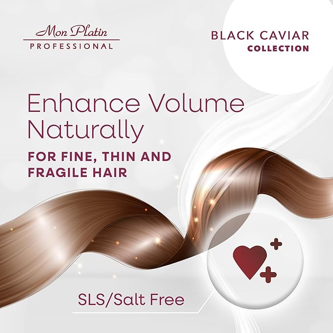 Mon Platin Professional Black Caviar Volumizer Hair Shampoo - For Fine, Thin, Fragile Hair - Enriched with Black Caviar, Hair Shampoo for Damaged hair, Volume Shampoo, SLS/Salt Free 500ML