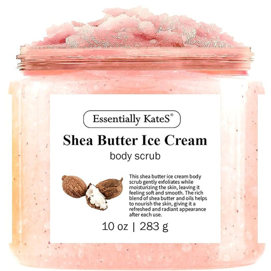 Shea Butter Ice Cream Body & Foot Scrubs 10 Oz - a Soft Serve Texture with a Nice soothing and Moisturizing Effect. Scent is Beautiful - The best stocking stuffer.