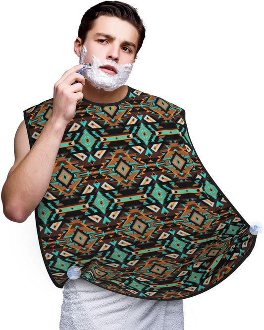 Beard Trimming Hair Catcher, Geometric Ethnic Tribal Navajo Aztec Shave Bib, Non-Stick Bib Apron Waterproof, Shaving Tool for Men for Husband Father’s Day