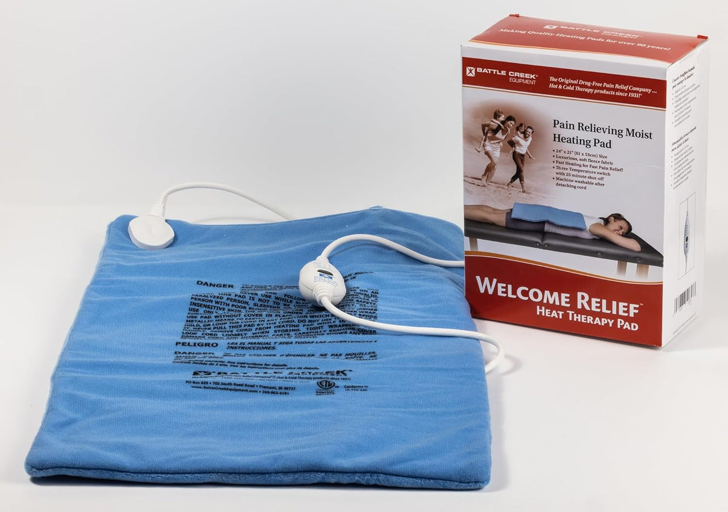 Battle Creek Welcome Relief Moist or Dry Heating Pad, 14" X 24", Washable, Fast-Heating