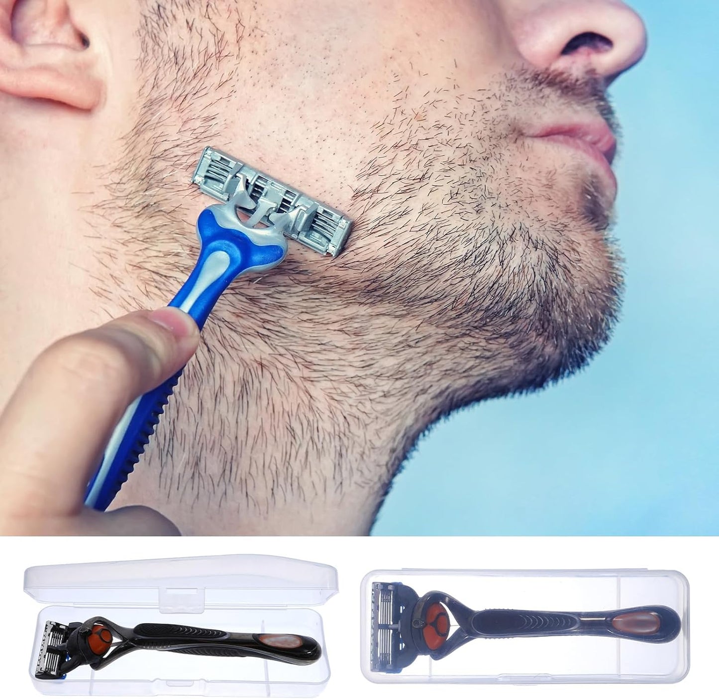 2 Pack Manual Razor Travel Case Transparent Portable Travel Men Manual Razor Protector Universal Portable Shaver Storage Box Shaver Holder Protector Case Organizer for Men Razors And Blade Refills Kit