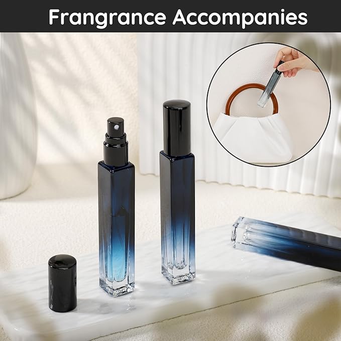 Segbeauty 10ml Perfume Refillable, 2pcs Mini Atomizer Sprayer for Toiletries, Empty Glass Spray Bottles with Refill Tool Kit - Gradient Blue