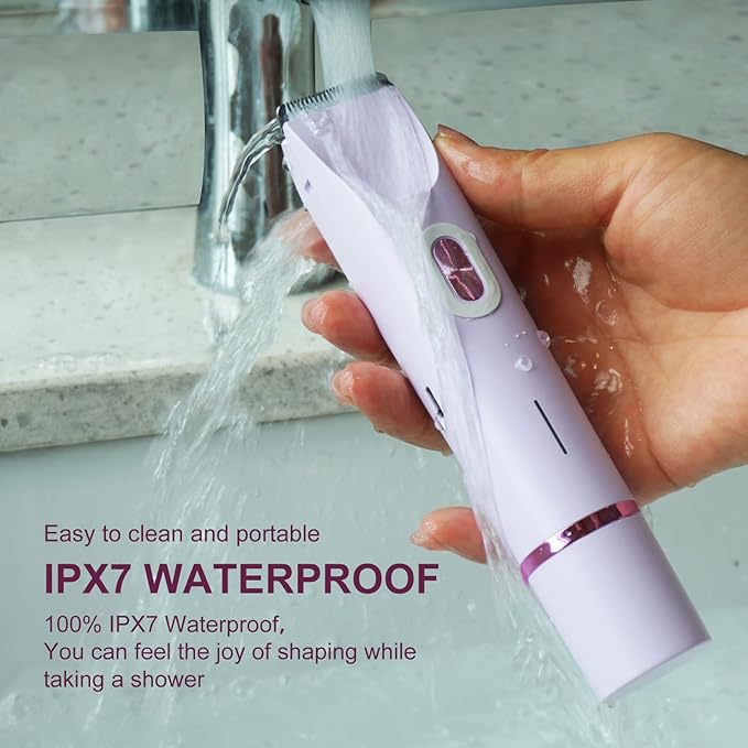 Electric Bikini Trimmer for Women, 2-in-1 Waterproof Hair Shaver and Epilator, IPX7 Wet/Dry Lady Shaver for Bikini, Legs, Underarms, Purple