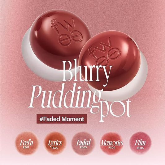 Lip&Cheek Blurry Pudding Pot | Faded Moment - Faded | Makeup Blush, Buildable Lightweight, Multi-Use Soft Matte Finish | 5g