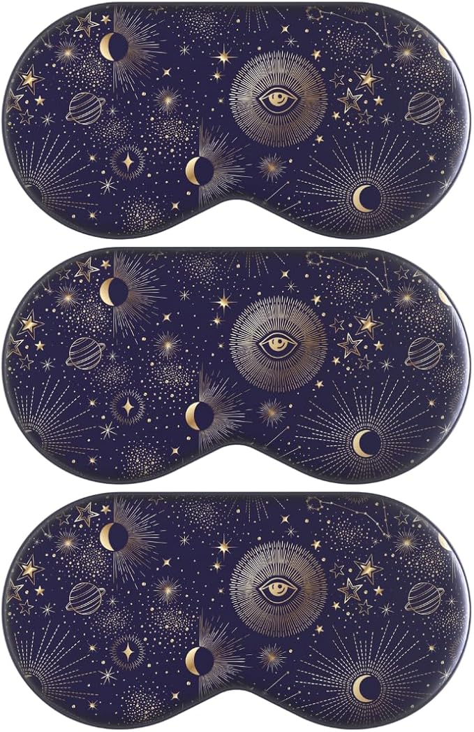 SMUG Satin Sleep Mask & Eye Mask - Deep Dream Sleep Masks for Women & Men - Soft Sleeping Eye Mask to Nourish Skin, & Reduce Dark Circles - Eye Sleep Mask to Block Out Light - Blue Celestial 3-Pack