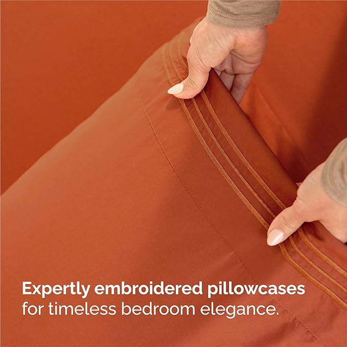 Split King Size 5 Piece Sheet Set - Comfy Breathable & Cooling Bed Sheets Set - Hotel Luxury Bedding for Women, Men, Kids, Teens, Boys & Girls - Deep Pockets and Wrinkle Free - Oeko-Tex - Terracotta