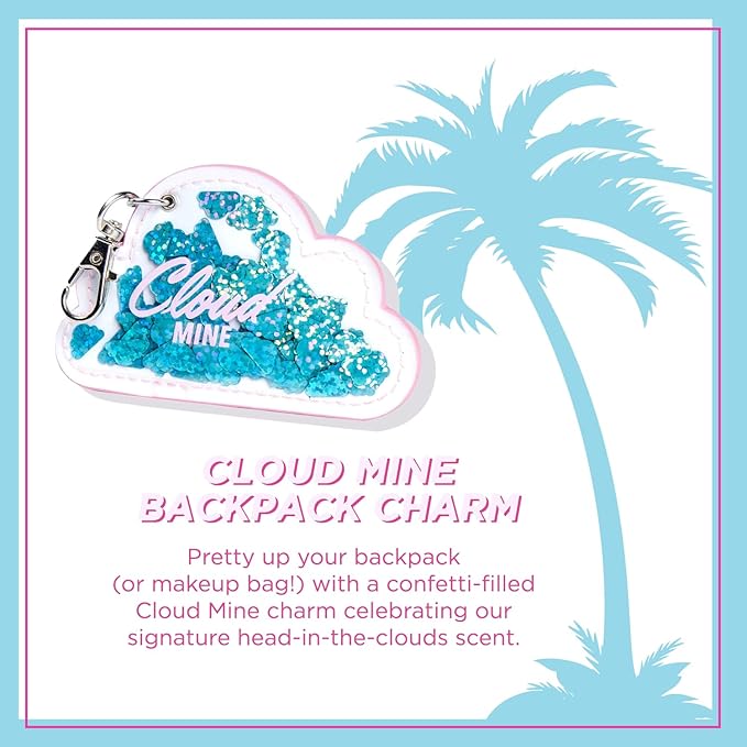 Petite 'n Pretty New Makeup Set - Featherlight Clear Mascara & Brow Gel, Glo$$ Balm, Cloud Mine Backpack, Biodegradable Blotting Sheets + Makeup Bag for Kids, Tweens and Teens