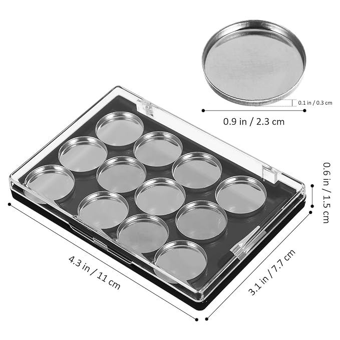 FRCOLOR Empty Eyeshadow Makeup Palette Magnetic Eyeshadow Palette Empty Cream Blush Palette Makeup Tray With 12pcs Round Metal Pans 1pcs Eyeshadow Brush