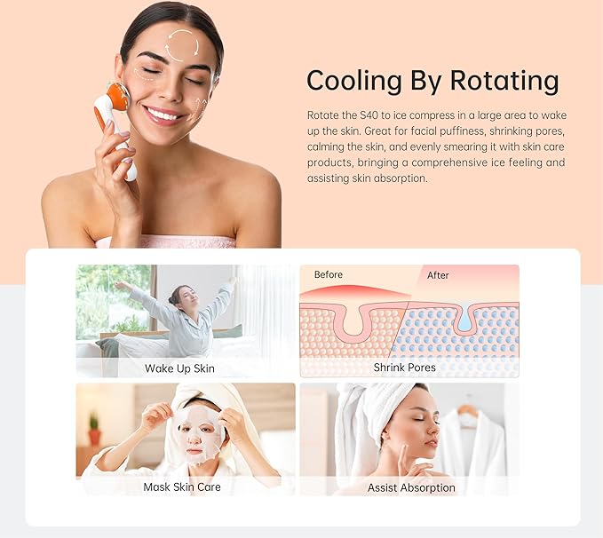 ONLYSKY BEAUTY Cooling Ice Roller Facial Massage Roller for Face (Orange)