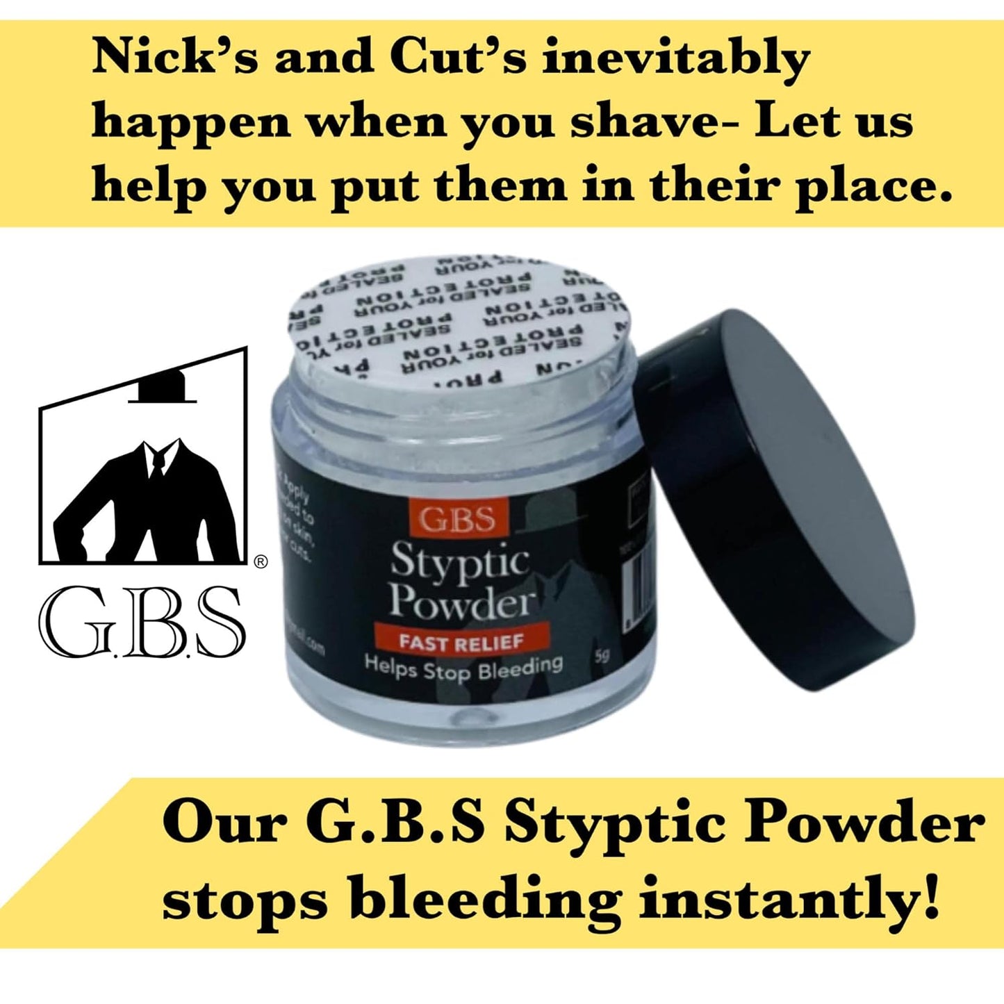 G.B.S Sharp Blades and Styptic Powder Jar, Stops Bleeding from Shaving Nicks and Cuts Soothes Skin and Pore After Shave, Pack of 36