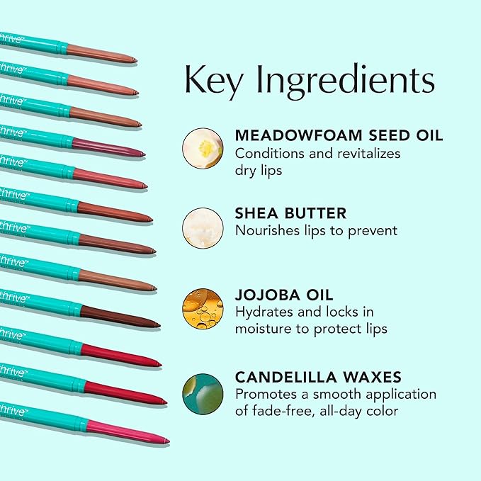 Thrive Causemetics Lip Filler Long-Wearing + Plumping Lip Liner, Shea Butter Hydrating Lip Plumper Retractable Lip Liner Pencil, Built In Sharpener, Vegan & Cruelty Free, Jo (Pink Mauve)