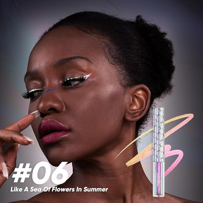 CHARMACY Chameleon Liquid Eyeliner, Liquid Glitter Eyeliner, Highly Pigmented, Metallic MultiColor Shifting waterproof Eyeliner, Ultra-Fine Tip, Longwearing, Smudge-proof (#305)