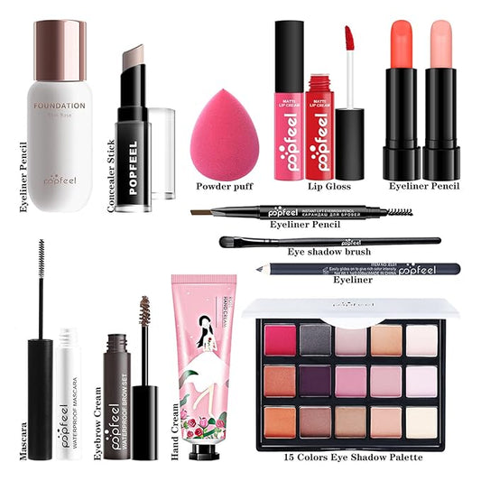 All In One Makeup set, Cosmetic, Makeup kits for teenagers 14-16, Makeup kit for women full kit, Include Eyeshadow Palette Lipstick Eyebrow Pencil Brush(14pcs)