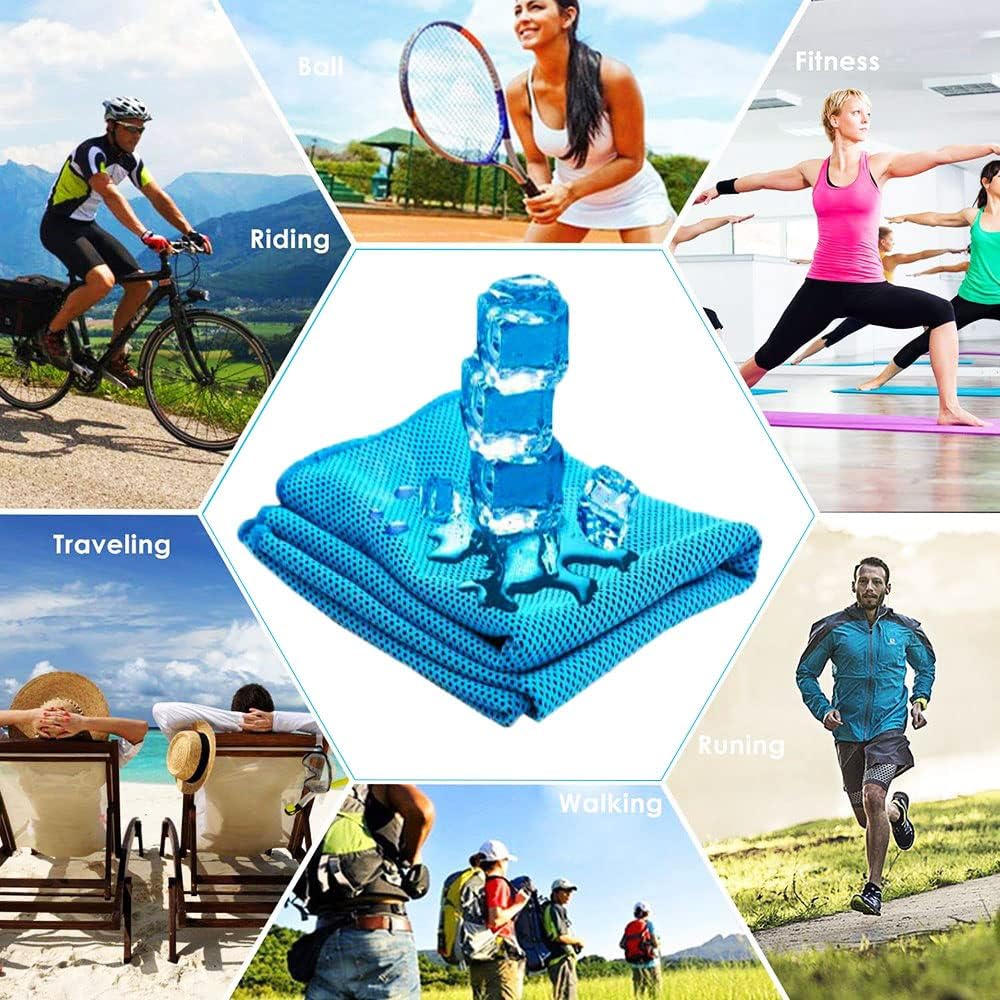 YQXCC 4 Pack Cooling Towels | 40"x12" | Ice Cool for Neck | Microfiber Soft Breathable Chilly | for Yoga, Golf, Gym, Camping, Running, Workout & More Activities
