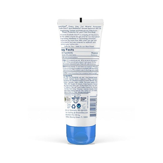 SPF 45 Every Day Tint Mineral Sunscreen | 2.5 Fl Oz Biodegradable, Paraben Free & Reef Safe | Non-Greasy Tinted Sunscreen For Face & Body Protection Against UVA & UVB