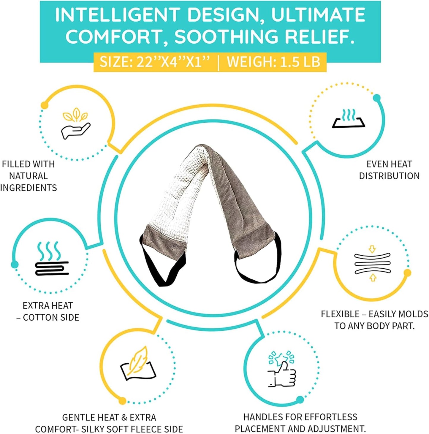 Versatile Microwavable Heating Pads for Neck Pain Relief, Back Pain, and Shoulder Pain Relief - Microwave Heating Pad for Cramps and Muscle Relief, Hot and Cold Reusable Pad - 1 Pack