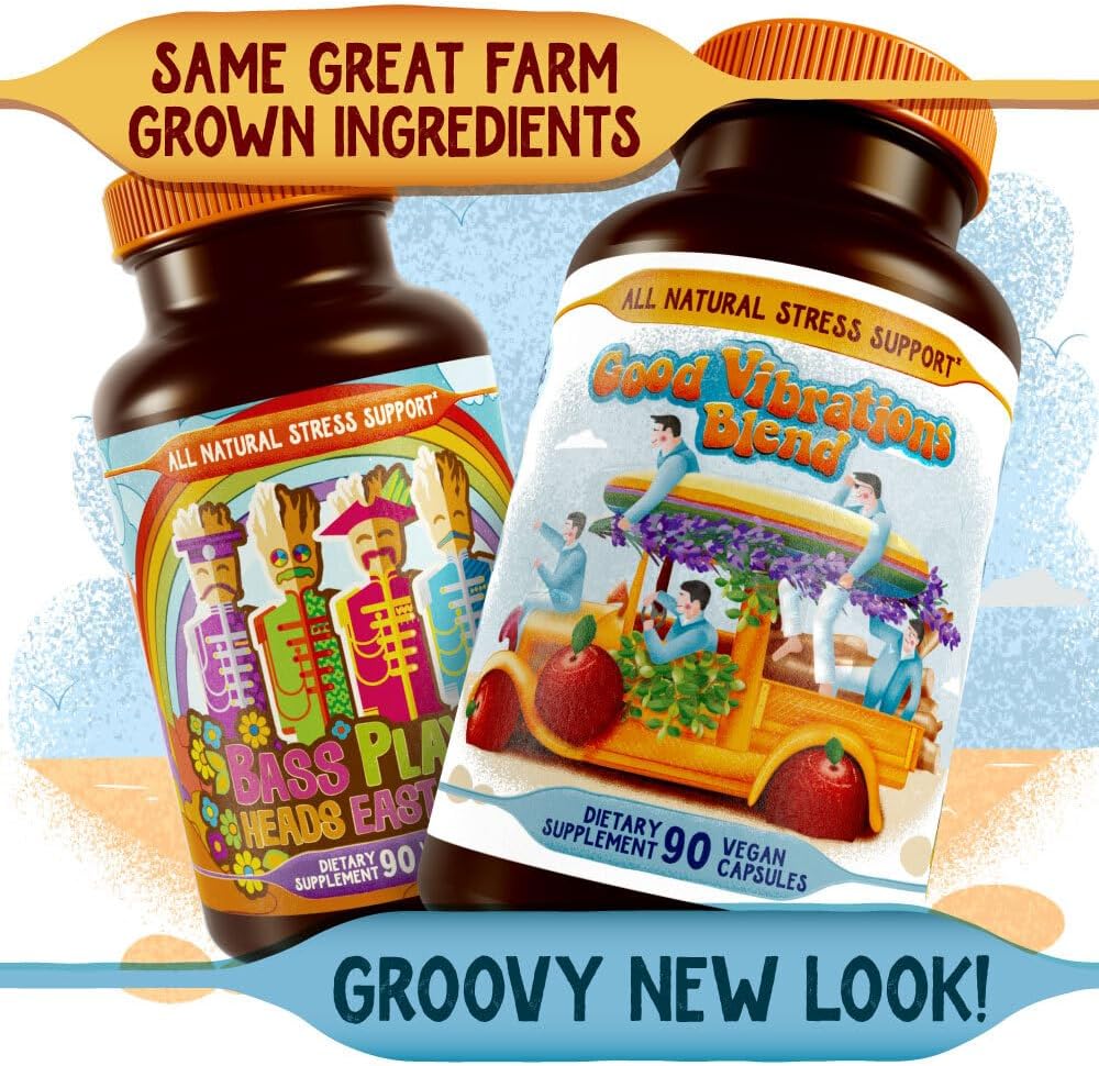 Stress, Mood, Energy Support - Ashwagandha Root, Lion's Mane & More - Good Vibrations Blend