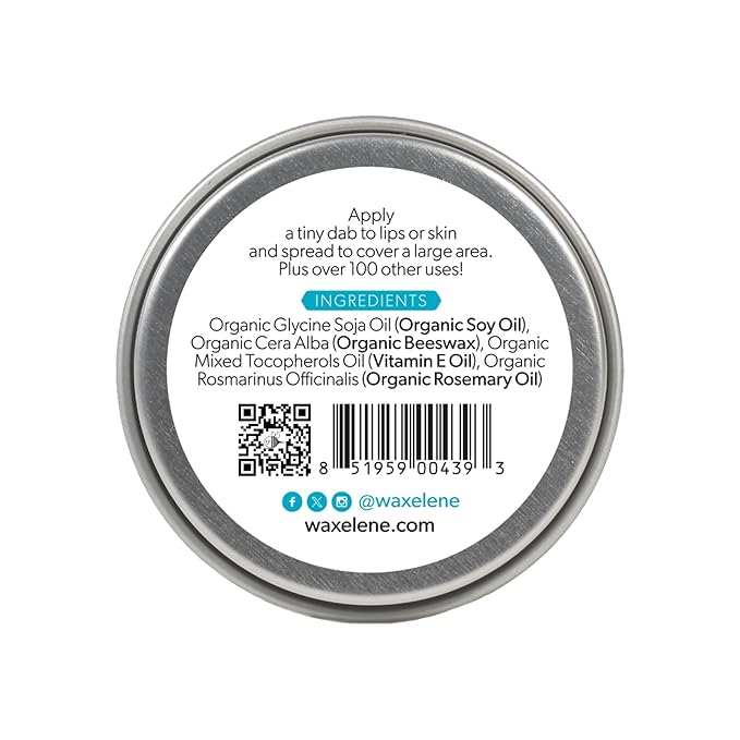 Waxelene Original Aerated Lip Balm Tin, Best Lip Balm Ever Organic Calming Multipurpose Ointment Baby Eczema Dry Sensitive Skin Body Face Moisturizer