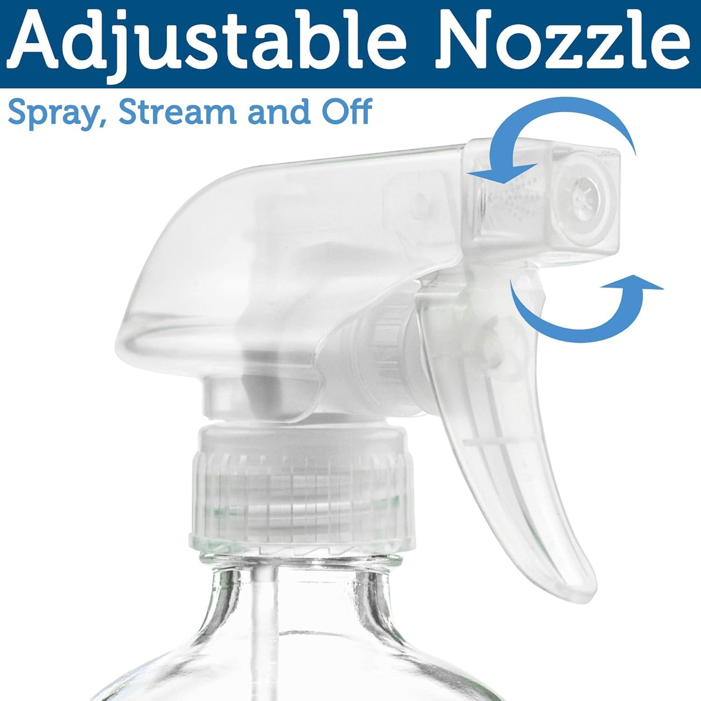 Sally's Organics® Empty Clear Glass Spray Bottles - Refillable 16 oz Containers for Essential Oils, Cleaning Products, Aromatherapy, Misting Plants, or Cooking - Sprayer with Mist and Stream - 2 Pack