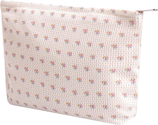 Cosmetic Bags for Women - Corduroy Cosmetic Bag Aesthetic Women Handbags Purses Smile Dots Makeup Organizer Storage Makeup Bag Girls Case Bags (Flowers-Apis)