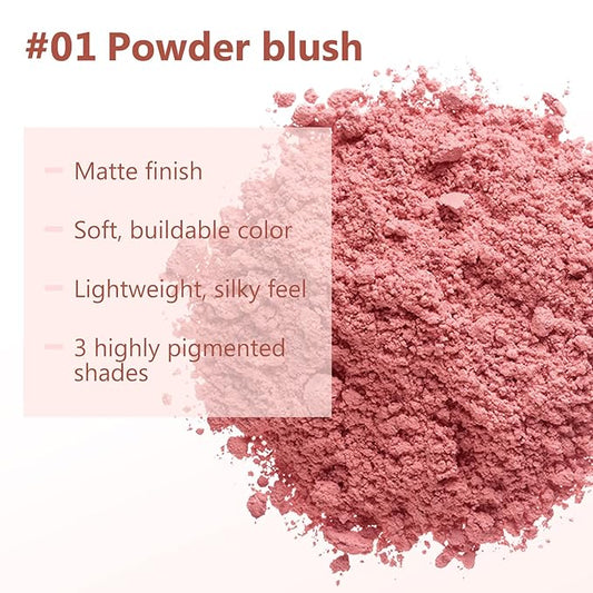 Boobeen Loose Blush Powder Air Cushion Blush, Face Blusher Cheeks Powder, Natural Highly Pigmented Soft Blush Makeup Long Lasting, Matte Finish