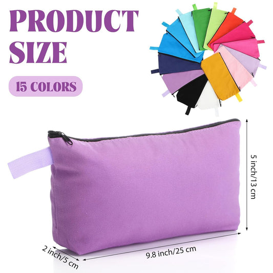 Saintrygo 30 Pcs Makeup Bag Travel Canvas Cosmetic Bag Bulk Multipurpose Small Makeup Pouch for Purse Portable Blank Zipper Toiletry Organizer DIY for Women Assorted Color(Novel,9.8 x 5 x 2 Inch)