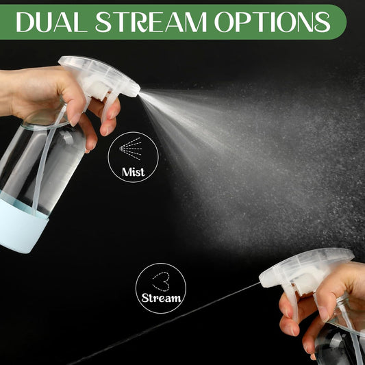 5 PACK/16 OZ Glass Spray Bottles with Upgraded Adjustable Spray Nozzle, Refillable Containers with Silicone Sleeve, Spray Bottle for Hair&Cleaning Solutions&Essential Oils-Pink Blue Gray Black White