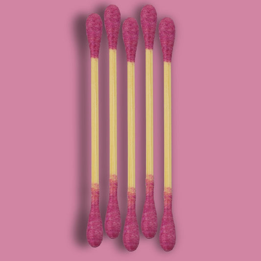 RS ESSENTIAL'S BY LV: Aesthetic Cotton Swabs Sticks Ear Swabs Bamboo swabs 200 Count Cotton Buds In 5 Colorful Colors (Hot Pink)