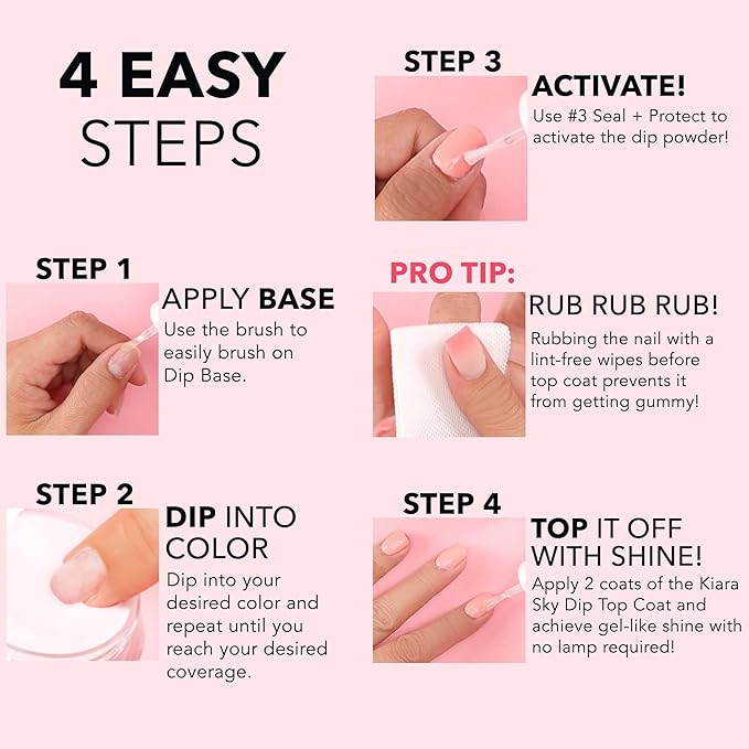 Kiara Sky Long Lasting Nail Dip Powder Pink Tones 1 oz, Love At Frost Bite