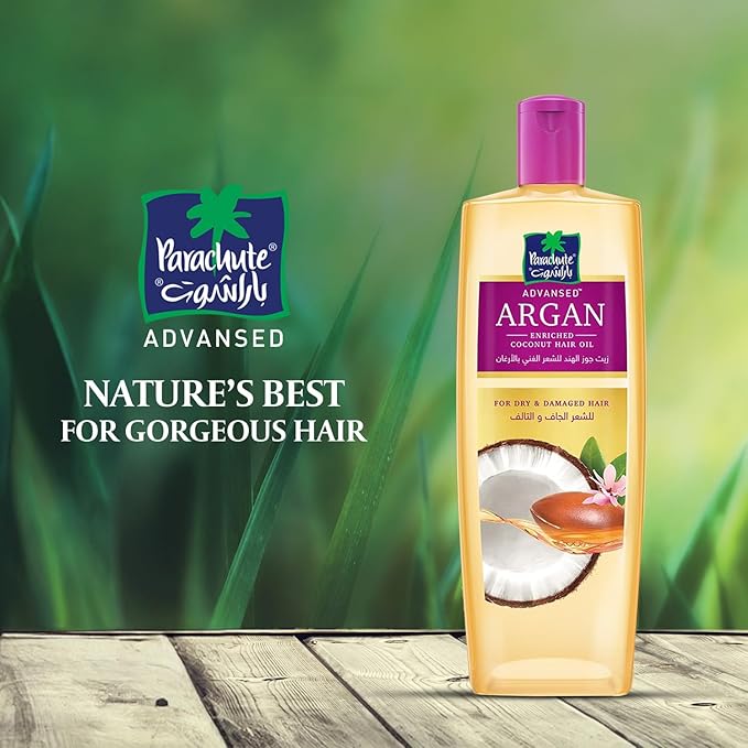 Parachute Advansed Argan Hair Oil with Coconut | Repairs Dry & Damaged Hair| Strengthens Hair & Boosts Shine| Controls Frizz| No Parabens & Silicones| 10.1 fl.oz