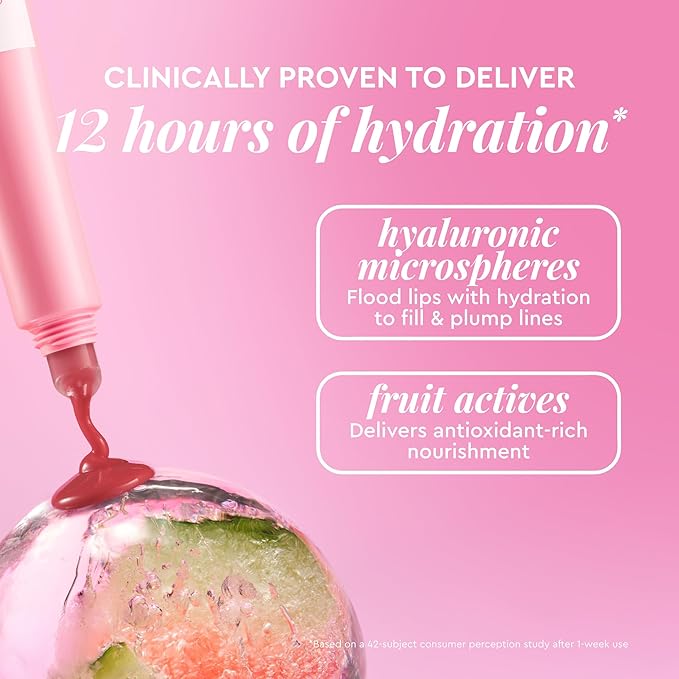 Glow Recipe Glass Balm Lip Treatment - 12Hr Hydrating Lip Balm & Moisturizer with Hyaluronic Acid to Smooth, Plump & Protect from Dryness - Sheer Soft Pink Tint, Watermelon Bingsoo (15 ml)