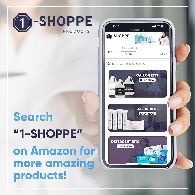 Infuse White Tea & Coconut Hotel Toiletries Bulk Set | 1-Shoppe Amenities Kit | 1oz Shampoo & Conditioner, Body Wash, Lotion | Travel Size | 80 Pieces