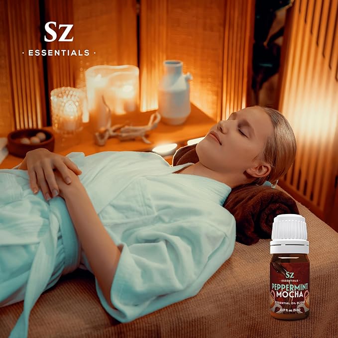 Peppermint Mocha Premium Essential Oil for Diffuser 100% Pure Essential Undiluted Oil - Extracted from Peppermint, Coffee, Cocoa with Vanilla Overtones - Plant Based - 0.17 Fl Oz (5ml)