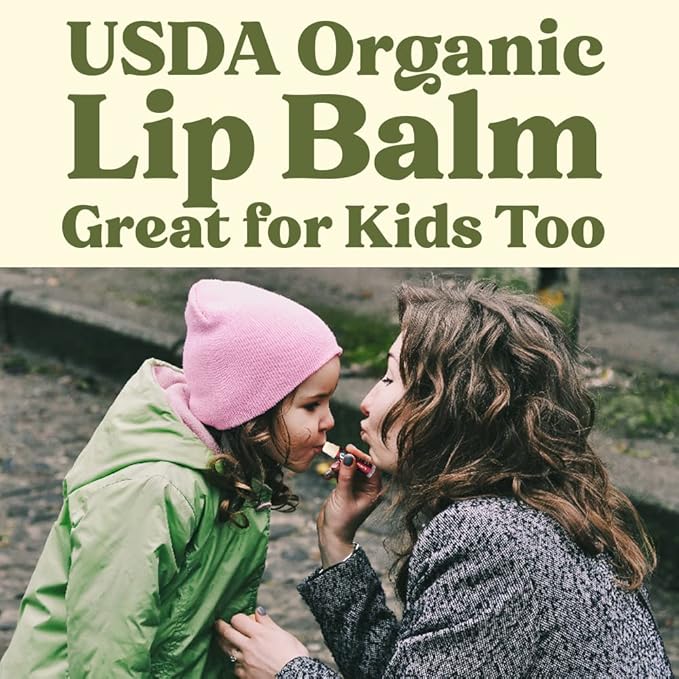 USDA Organic Lip Balm 4-Pack by Earth's Daughter - Creamy Coconut Flavor, Beeswax, Coconut Oil, Vitamin E - Best Lip Repair Chapstick for Dry Cracked Lips