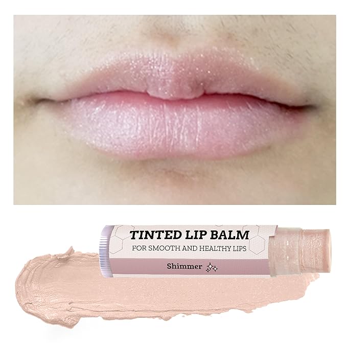 Tinted Lip Balm by Earth’s Daughter – 4 Pack of Shimmer Tint – Beeswax, Coconut Oil, Cocoa Butter, Vitamin E – Moisturize and Beautify – Paraben Free