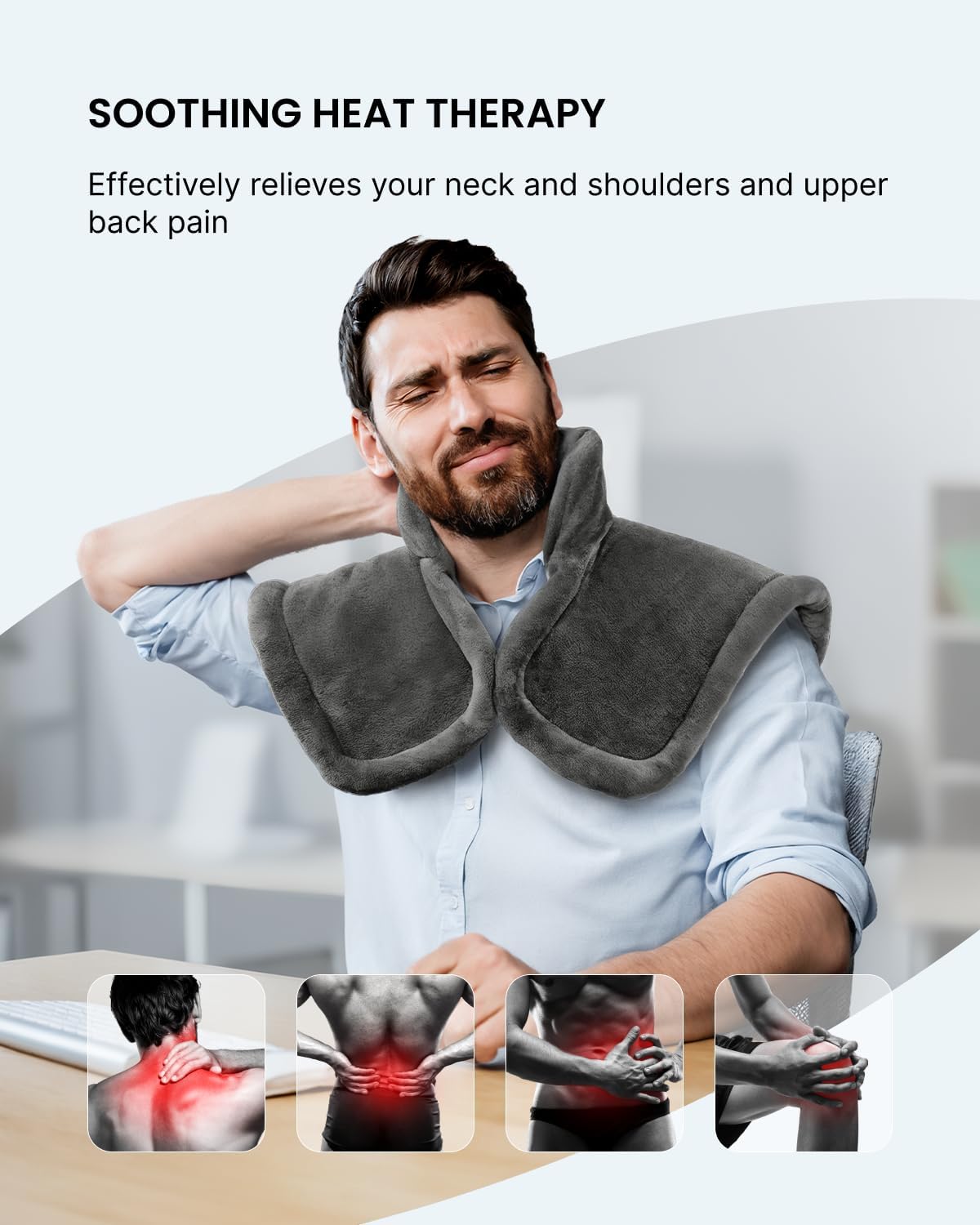 RENPHO Heating Pad for Neck and Shoulders and Back, Birthday Christmas Gifts for Women Men, FSA Eligible Items Only List, Edge Weighted Electric Heat Pad for Pain Relief, ETL Certified, 21"x23" Gray