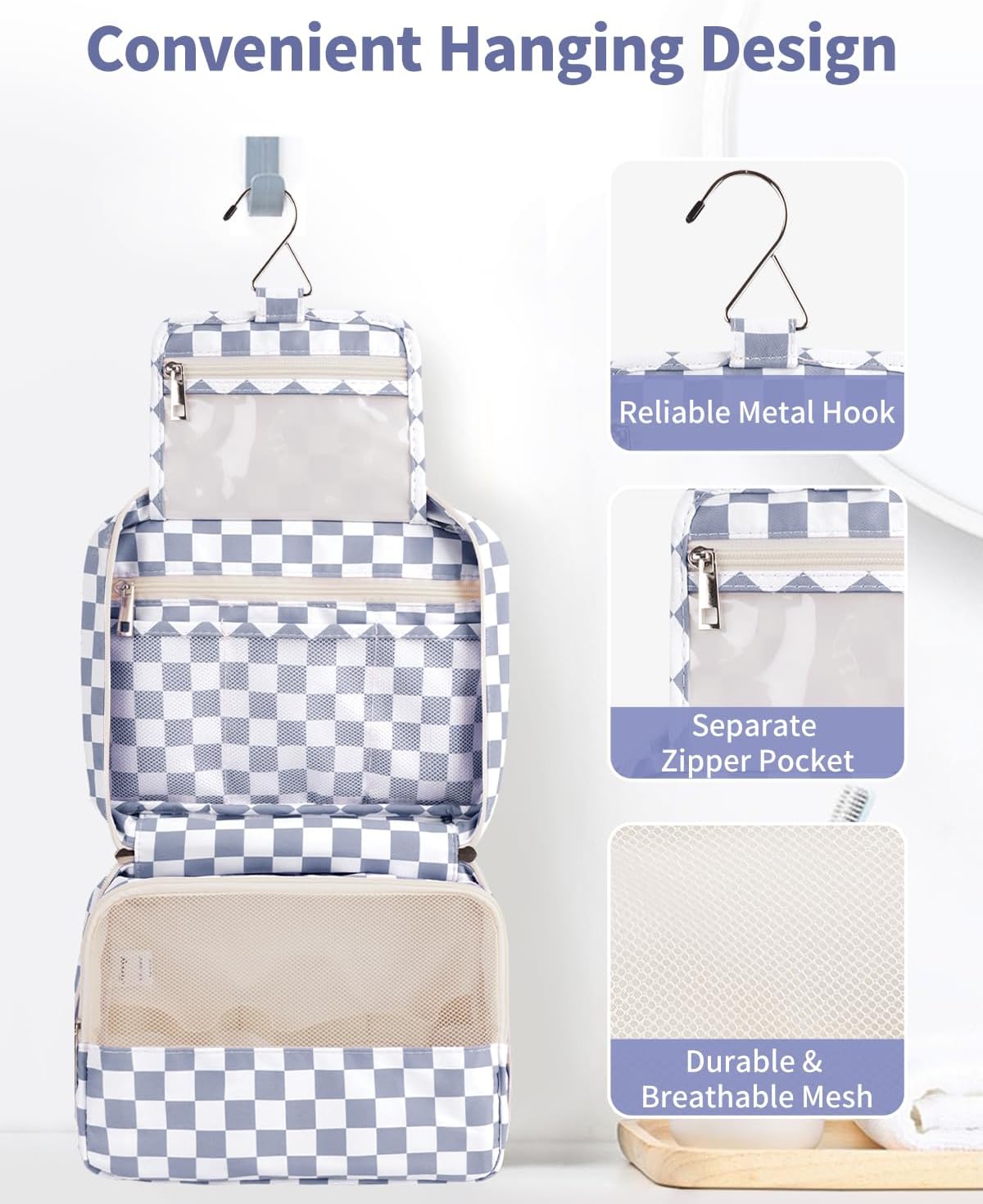 Narwey Small Hanging Travel Toiletry Bag for Women, Travel Bag for Toiletries, Makeup Bag Organizer Cosmetic Bags Make Up Bags for Girls